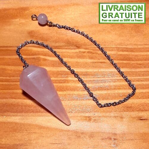 Pendule Conique Facetté Quartz Rose 3,8 Cm Radiesthésie Ésotérisme