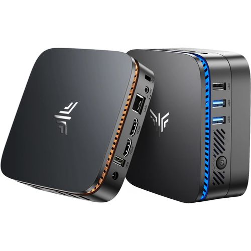 Nipogi AK1Plus Mini PC avec processeur Intel Alder Lake-N N100 jusqu¿à 3,4 GHz, 12 Go LPDDR5 4800 MHz et SSD M.2 256 Go. PC de bureau avec double affichage HDMI 4K@60Hz et Wi-Fi 2,4G.
