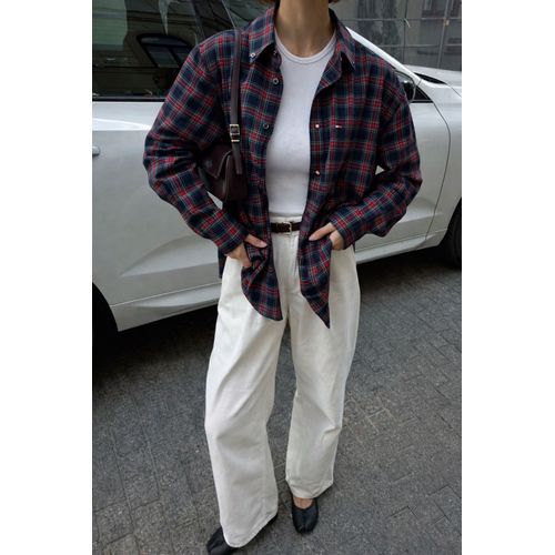 Chemise Tommy Hilfiger À Carreaux Tartan Coton – Taille L – Très Bon État