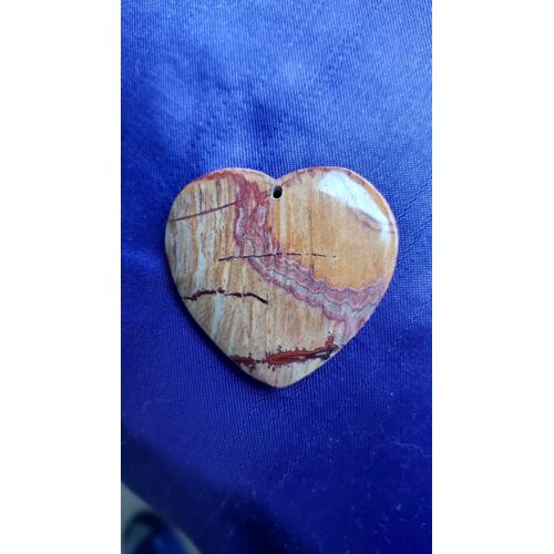 Pendentif Coeur En Jaspe Marron. 4.4 Cm. Magnifique Pierre Aux Couleurs Fantastiques, Une Des Plus Belles De Ma Collection. Parfaite Idée De Cadeau. Lot 1044