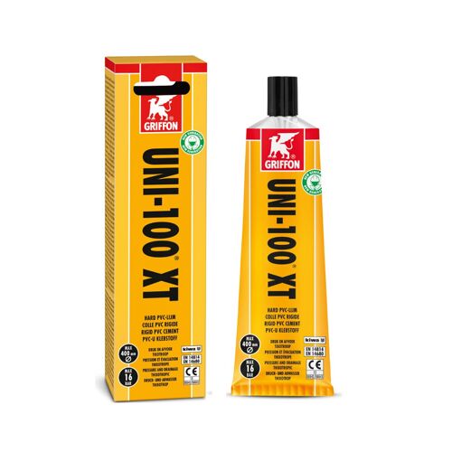 Griffon UNI-100 – Colle PVC Rigide 125 ml | Collage Haute Résistance pour Tubes & Raccords | Séchage Rapide – Usage Professionnel