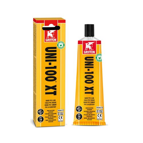 Griffon UNI-100 – Colle PVC Rigide 125 ml | Collage Haute Résistance pour Tubes & Raccords | Séchage Rapide – Usage Professionnel