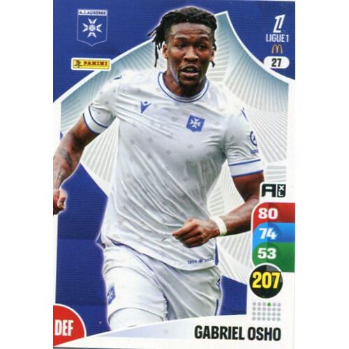 N°27 Osho Gabriel Aj Auxerre Carte Jeu Adrenalyn Xl Ligue 1 2025-2026