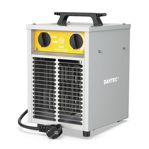 Industrial Electric Heater 3kW Reinforced - Steel Frame - Portable for Construction Sites - Fan Heating - Thermostat Ideal for Construction Site / Garage/Agricultural Greenhouse [Energy Class A]