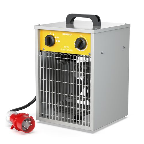 Industrial Electric Heater 5000 W Reinforced - Steel Frame - Portable for Construction Sites - Fan Heating - Thermostat & Overheating Protection - Ideal for Construction Site / Garage [Energy Class A]