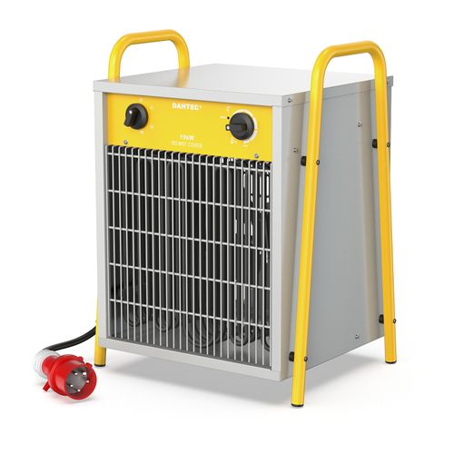 Industrial Electric Heater 15 kW Reinforced - Steel Frame - Portable for Construction Sites - Fan Heating - Thermostat & Overheating Protection ? Ideal for Construction Sites/Garage [Energy Class A]