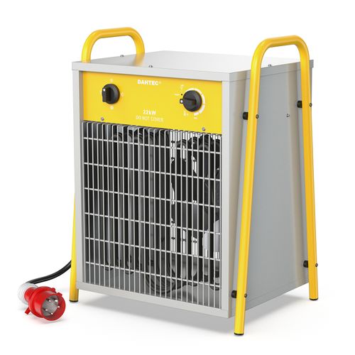 Industrial Electric Heater 22 kW Reinforced - Steel Frame - Portable for Construction Sites - Fan Heating - Thermostat & Overheating Protection - Ideal for Construction Sites/Garage