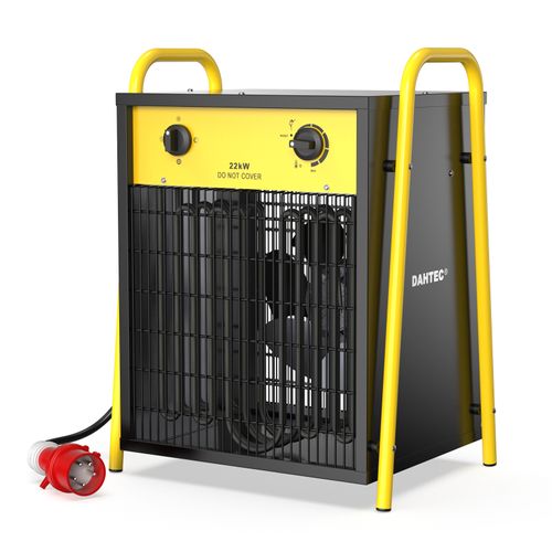 Industrial Electric Heater 22 kW Reinforced - Steel Frame - Portable for Construction Sites - Fan Heating - Thermostat & Overheating Protection - Ideal for Construction Sites/Garage