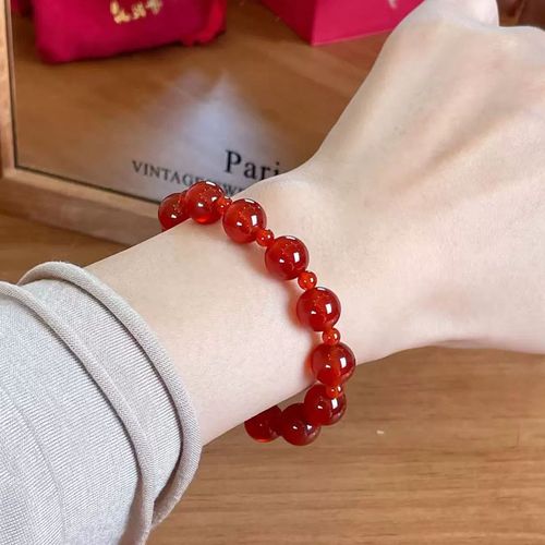 2025 New Handstring Bracelet Double Boucle En Agate Rouge Naturelle