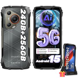 5G Téléphone Portable Incassable Blackview BL7000 24Go+256Go 6.78"" 7500mAh 50MP Android 14,NFC Noir avec Chargeur Sans Fil Rapide