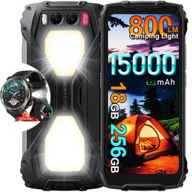 Blackview BV7300 Smartphone Incassable 6.67" 256Go 50MP 15000mAh Noir avec Smartwatch Blackview W50 Pro