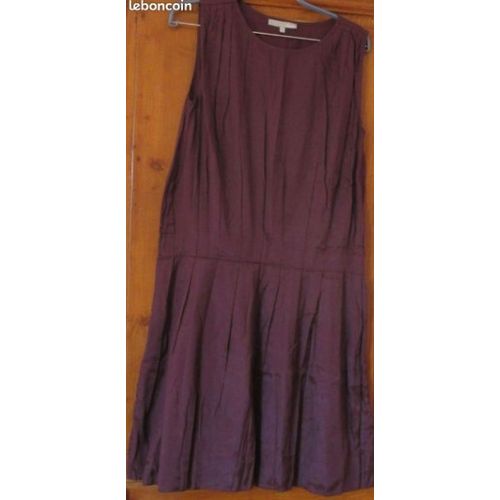 Robe Patineuse Prune/Bordeaux - Sans Manches - Évasée - Taille Piquée - Entièrement Doublée - 100% Viscose - Taille 40 Etam - Jamais Portée