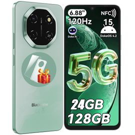 5G Téléphone Portable Débloqué Blackview SHARK 6 24Go+128Go/2To 6.67"" 50MP+13MP 5000mAh Android 15 Smartphone,Dual SIM,GPS - Vert