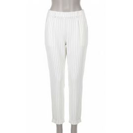 Pantalon Blanc À Fines Rayures Verticales - Zara - Taille 36