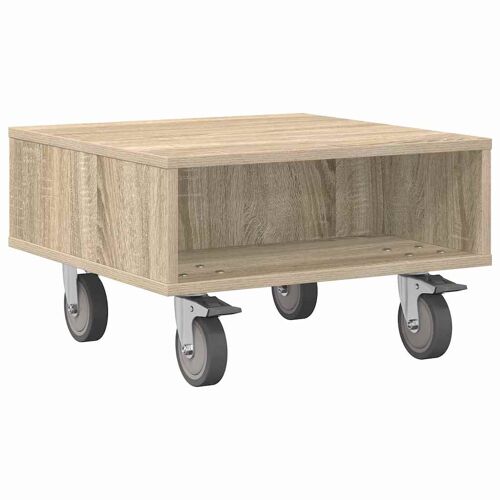 vidaXL Table d'appoint avec roues Chêne Sonoma 50 x 50 x 30 cm