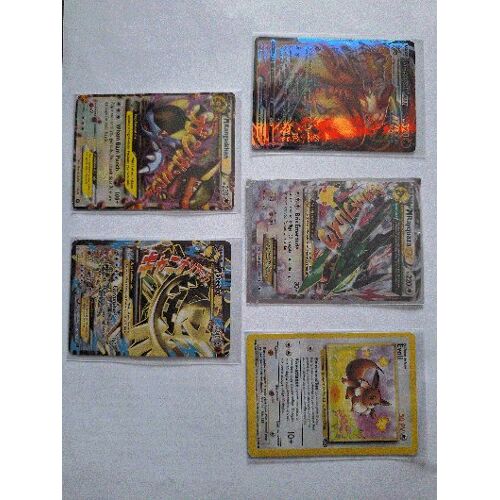 Lot Pokémon Ex / Mega Ex + Evoli Vintage + Rayquaza — 5 Cartes Ultra Rares