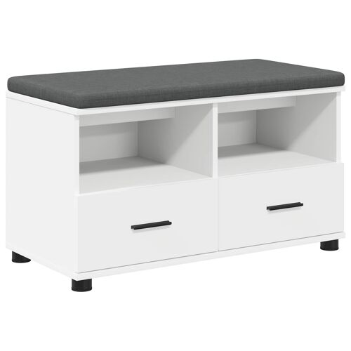 vidaXL Banc d'entrée avec coussin avec tiroir Blanc 80 x 38 x 46 cm