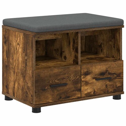 vidaXL Banc d'entrée avec coussin Chêne fumé 60 x 38 x 46 cm