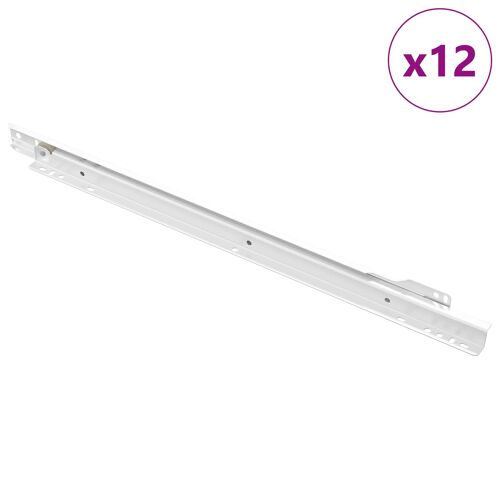 vidaXL Glissière de tiroir 12 pcs Blanc 450 mm Acier