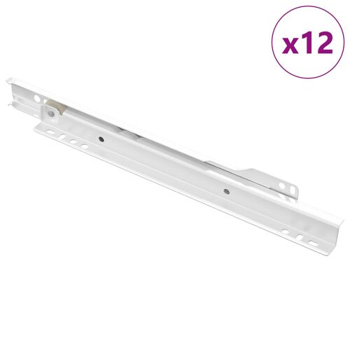 vidaXL Glissière de tiroir 12 pcs Blanc 250 mm Acier