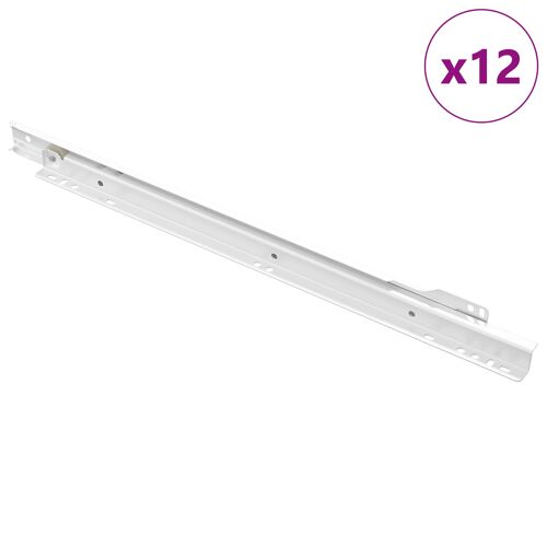 vidaXL Glissière de tiroir 12 pcs Blanc 400 mm Acier