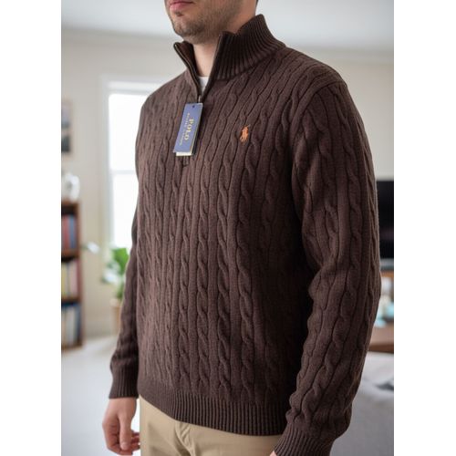 Pull Ralph Lauren Torsadé Marron - Taille M -