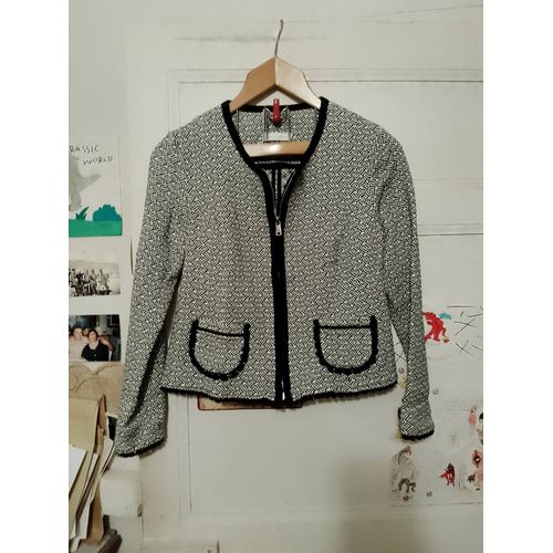 Veste Courte Zippée Noire/Blanche 36 S Voodoo.