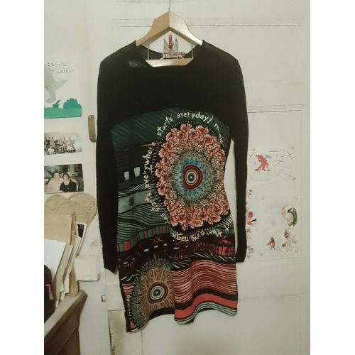 Robe Noire Motifs Colorés 42 Xl Desigual.