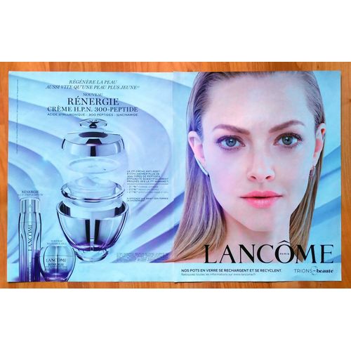 Publicité Papier - Crème "Rénergie" De Lancôme 2023, Amanda Seyfried Égérie