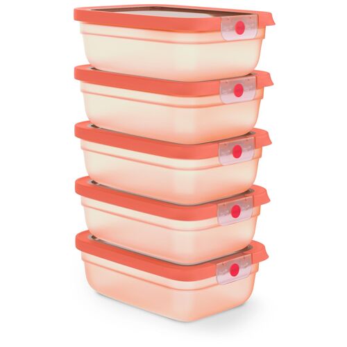 Emsa Oneclick N1231800 Boîte Hermétique Alimentaire Rectangulaire Régler 1,2 L Orange 5 Pièces