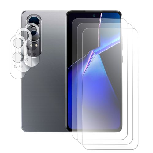 Lot de 3 Verre trempé pour OnePlus Nord CE4 Lite 5G 6.67"" + lot de 3 Verre trempé protecteur d'objectif camera arrière - Visiodirect -