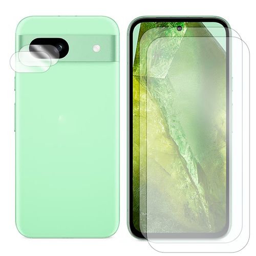 Lot de 2 Verres Trempé compatible pour Google Pixel 8A 5G 6.1"" GKV4X, G6GPR, G576D + Lot de 2 Verre Trempé protecteur d'objectif camera arrière - Visiodirect -