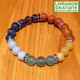 Bracelet 7 Chakras Perles 8 Mm (Réf 17675/1)
