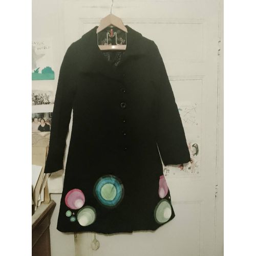 Blouson Long Noir Motifs Imprimés Colorés 36 S Desigual.