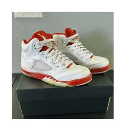 Baskets Tennis De Sport Air Jordan Athletic Shoes Cuir Blanc Sneakers À Lacets Chaussures Chevilles Soutenues Semelle Caoutchouc Confortables Mode Tendance Décontracté Pointure 37/38 ( 37.5 )