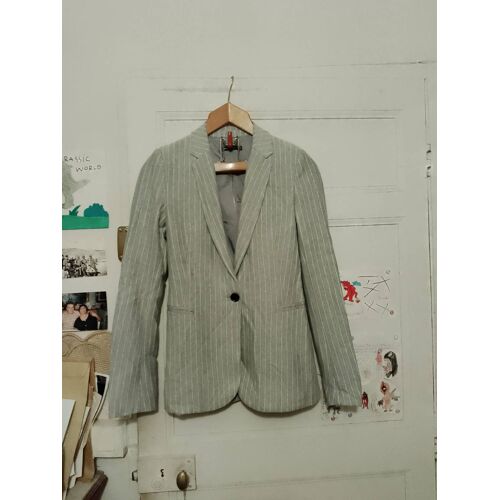 Veste A Épaulettes Rayée Gris/Blanc 34 Xs Stradivarius.