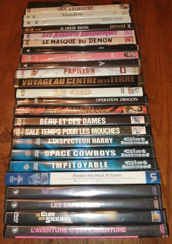 Lot 24x Dvd Papillon Masque Démon Faucon Maltais Clan Siciliens L'Aventure C'Est L'Aventure Impitoyable Opération Dragon Le Cid Fenêtre Sur Cour Les Oiseaux Voyage Au Centre De La Terre Bonnie & Clyde