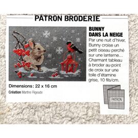 Patron Broderie Modes Et Travaux 1503 : Buny Dans La Neige, Création Martine Rigeade.