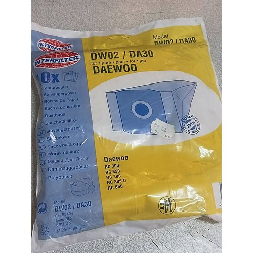 10 sacs sac aspirateur interfilter daewoo dw02 da30 dw 02 da 30 09795494 gias bl2 6pu uk rc300 rc350 rc800 rc805d rc850 rc 300 350 800 805d 805 d 850