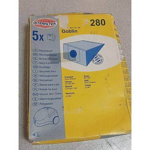 5 sacs sac aspirateur interfilter goglin 280 kneissel silver shadow glenan ga 300 320 ga300 ga320 mistral compact 1200 neufunk jc 861 solac 901 902 903 smc tristar jc861