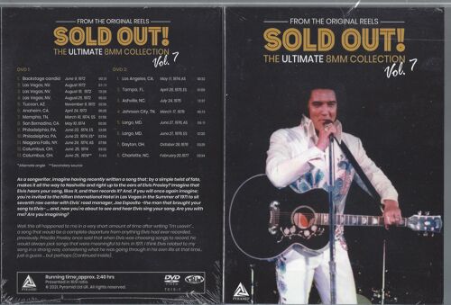 Elvis Presley Sold Out Vol 7 From June 1972 To Charlotte 1977 Deluxe Digipack Discs Originaux Édition Limitée 500 Exemplaires 21 Shows Aout 2021 Label Pyramid Durée 2h40 Sous Blister Extrêmement Rare