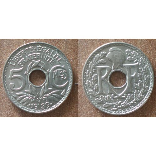 France 5 Centimes 1939 Lindauer Piece Centime En Franc Francs