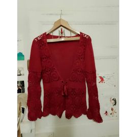 Boléro Rose Framboise En Broderie 40 L Bleu Bonheur.