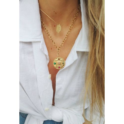 Collier En Acier Et Pierre Naturelle