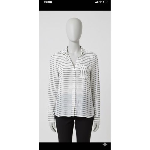 Chemise Blanche Fluide À Rayures Noires - Zara - Taille S