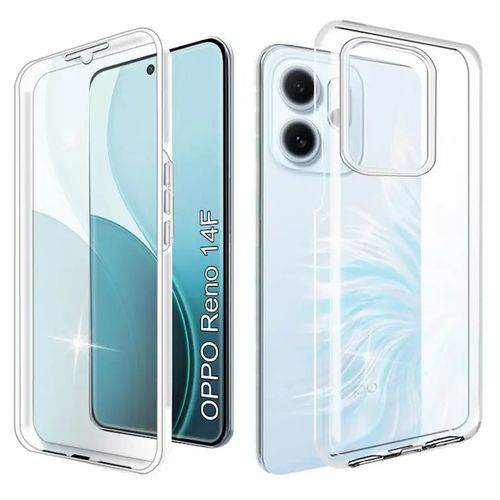 Coque pour Oppo Reno 14 / 14 F / 14 FS 5G - housse etui silicone gel 360 integrale + film ecran - TRANSPARENT