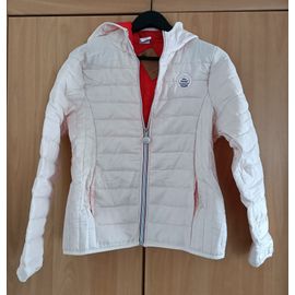 Veste Doudoune Legere Beige Rose A Capuche. Vent Nautic By Damart. Polyester. Taille 36 / 38