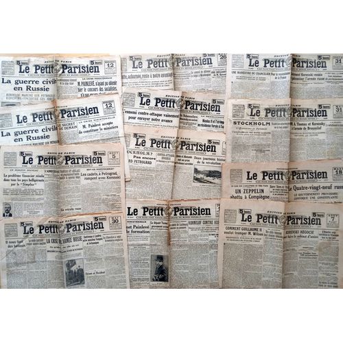 Guerre 14-18 : Lot 11 Vieux Journaux Le Petit Parisien 1917 (Révolution Russe Kerenski)