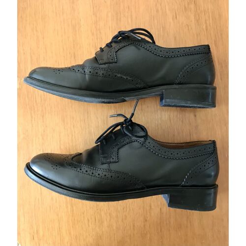 Mocassins Oxford Pointure 40 Derbies À Lacets 100% Cuir Noir Lisse Monoprix Premium Petits Talons Bout Fleuri