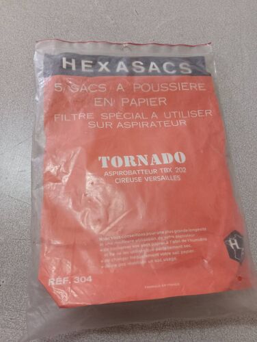 5 sacs sac aspirateur papier poussière hexasacs tornado ref 304 ref.304 aspirobatteur tbx 202 cireuse Versailles aspiro batteur
